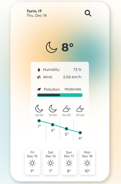 Screenshot della webapp Weather Scan